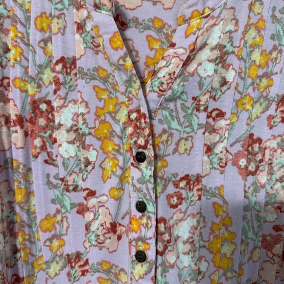 Wonderly Top Size 1X Purple Lilac Floral Boho Whimsical Prairie Flowy - Picture 5 of 15